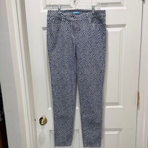 J. McLaughlin Navy & White Chevron-Style Skinny Pants